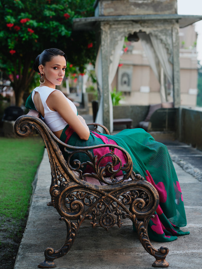 "AMRITA" silk chiffon saree