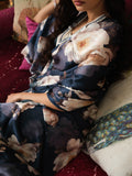 Midnight blue floral saree