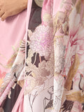 Pink abstract floral saree