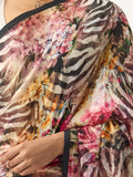Water color floral on animal print base