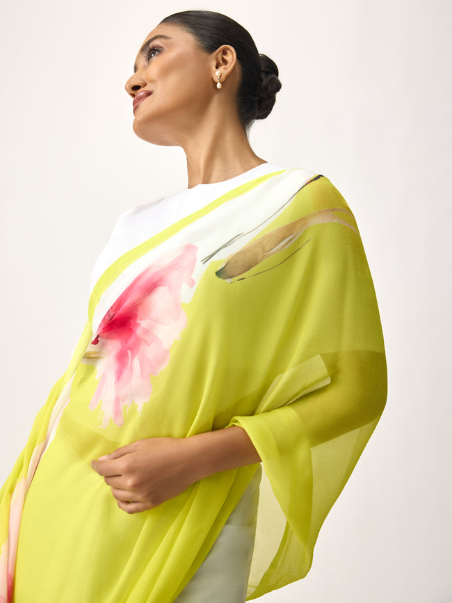 Lemon water colour saree