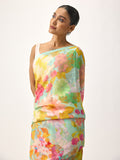 Multi coloured abstract floral saree