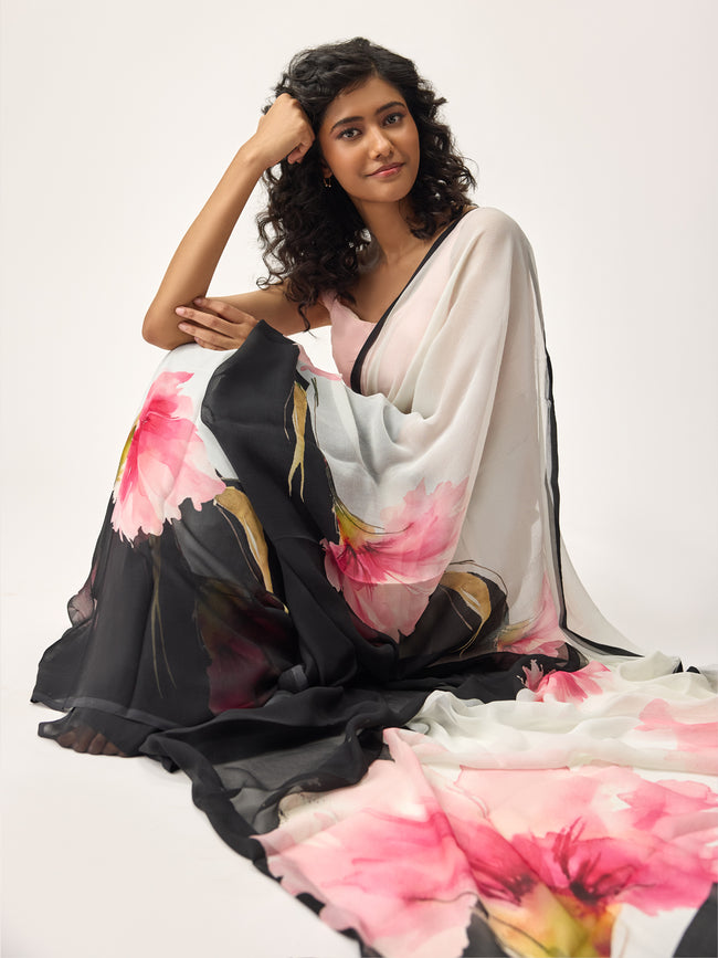 Black water colour saree