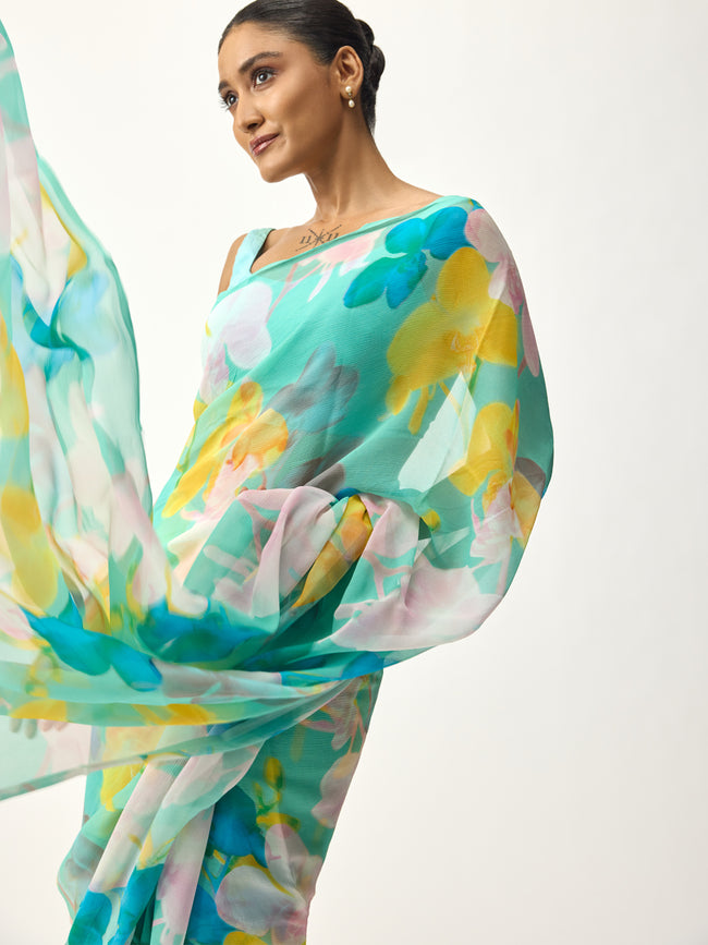 Abstract floral on light green base