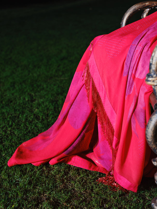 "ROUGE" printed chiffon saree