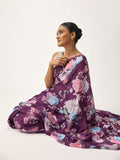 Purple floral saree