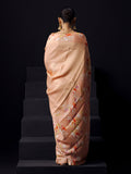 Peach Kanjivaram floral print saree