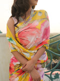 Yellow with abstract watercolor florals