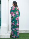 Deep green with bold multi floral