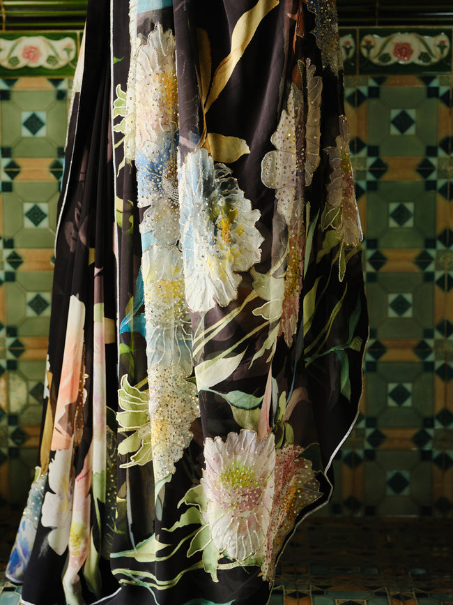 "OPHELIA"  embroidered  printed saree