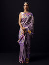 Purple Kanjivaram floral print saree