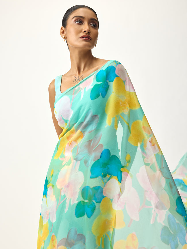 Abstract floral on light green base