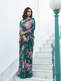 Deep green with bold multi floral