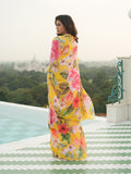 Yellow with abstract watercolor florals