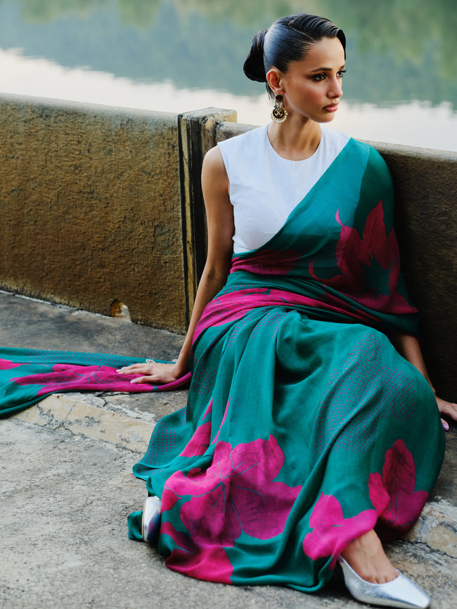 "AMRITA" silk chiffon saree