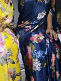 Navy floral saree set