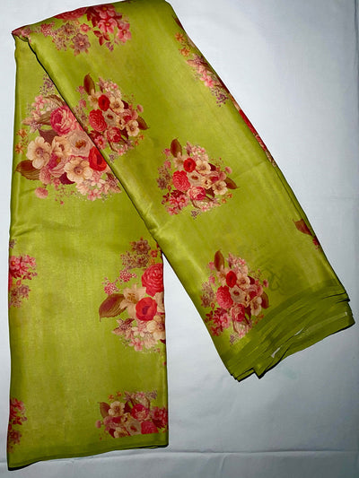 Lime Green floral saree set