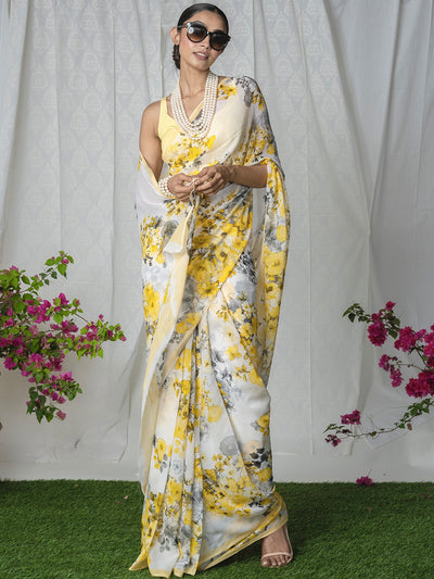 White floral saree set