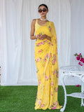 Yellow floral saree set