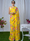 Yellow floral saree set