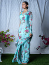 Sky blue floral saree set