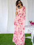 Pink  floral saree set