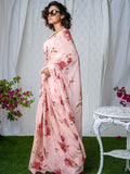 Blush pink floral saree set