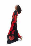 Black abstract floral saree set