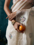 Ivory embroidery saree set