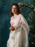 Ivory embroidery saree set