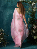 Pink embroidery saree set