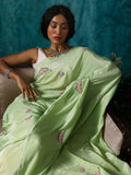Green embroidery saree set