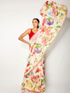 Ivory floral abstract saree set