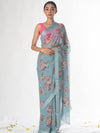 Blue floral saree set