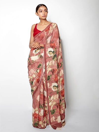 Earthy floral saree set